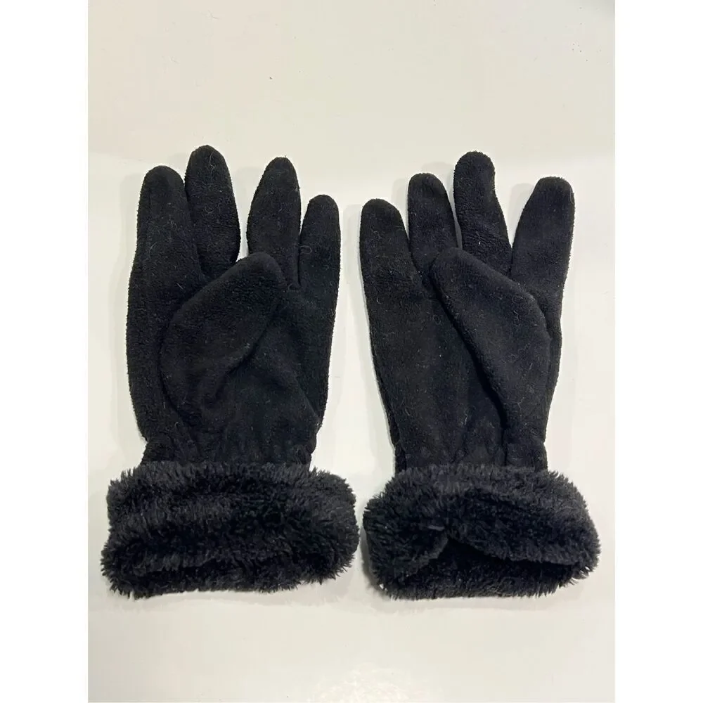 Gemo France Women’s Black Fleece Faux Fur Trim Gloves See Description